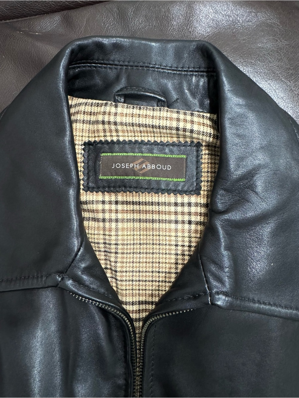 Joseph Abboud Black Leather Bomber Jacket - Picture 5 of 7